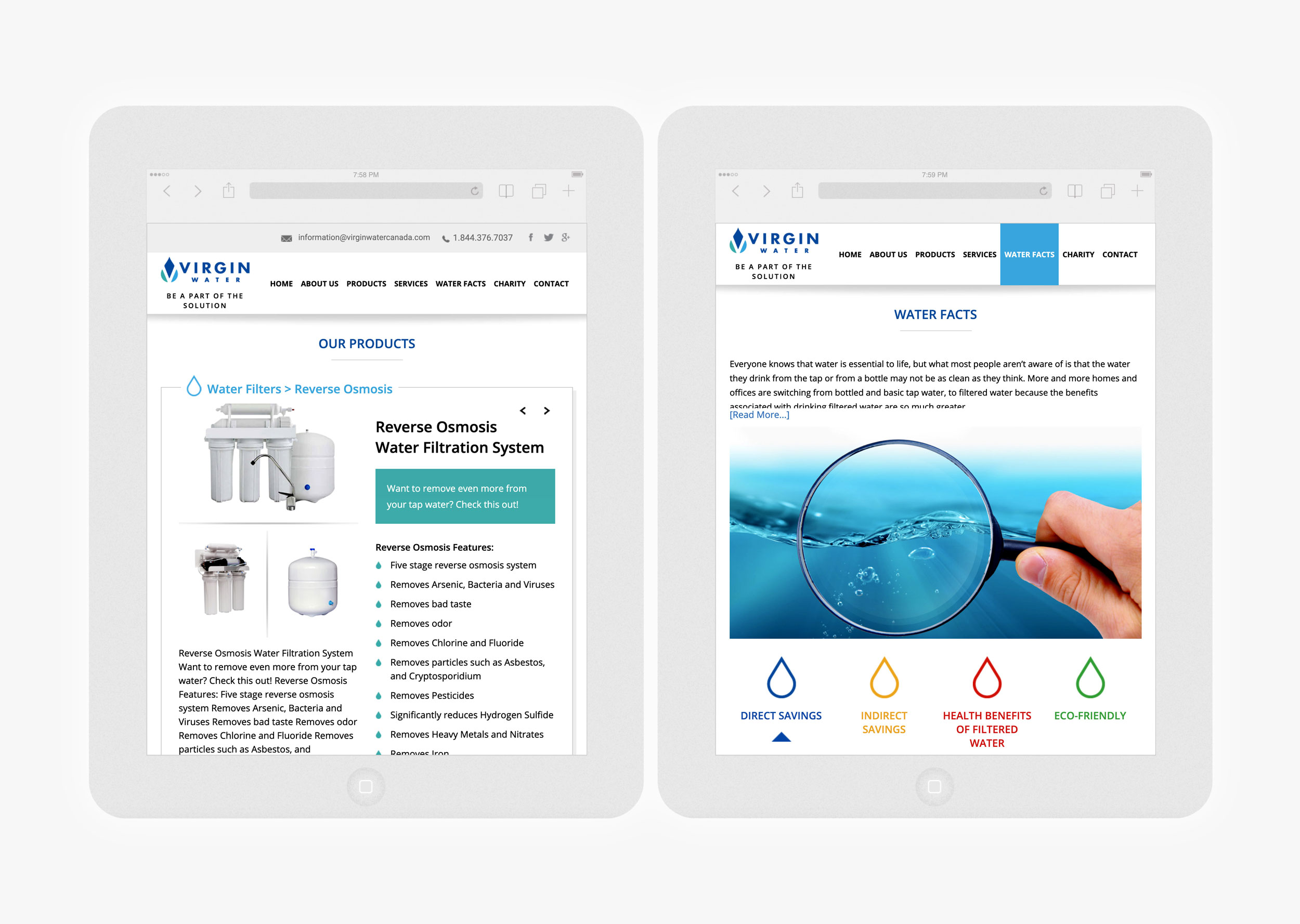 Web Design & Development – Virgin Water Canada