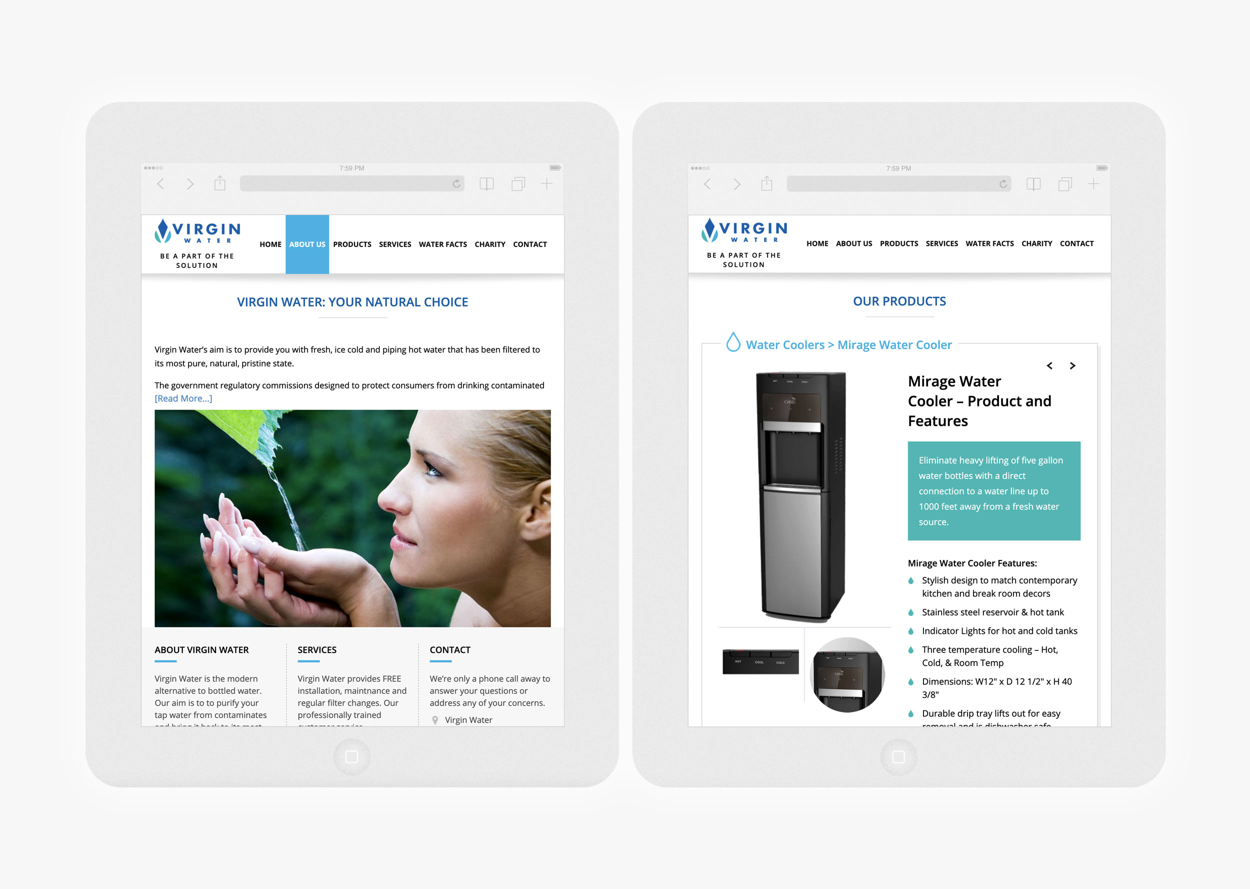 Web Design & Development – Virgin Water Canada